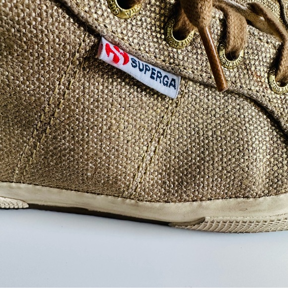 SUPERGA / Shimmered Linen High-Tops / Gold / US W 9 - Picture 7 of 11